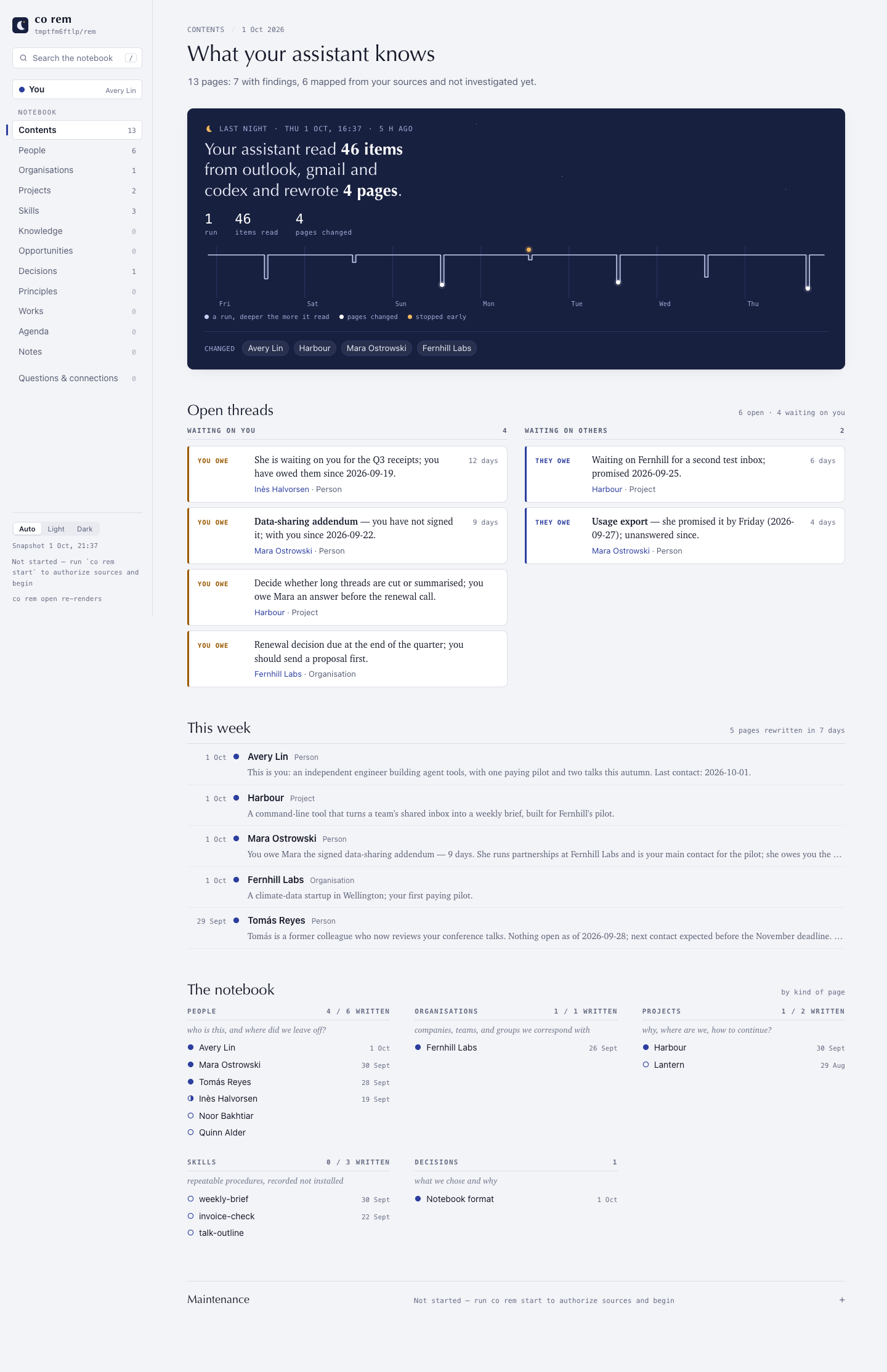 The reader home at desktop width