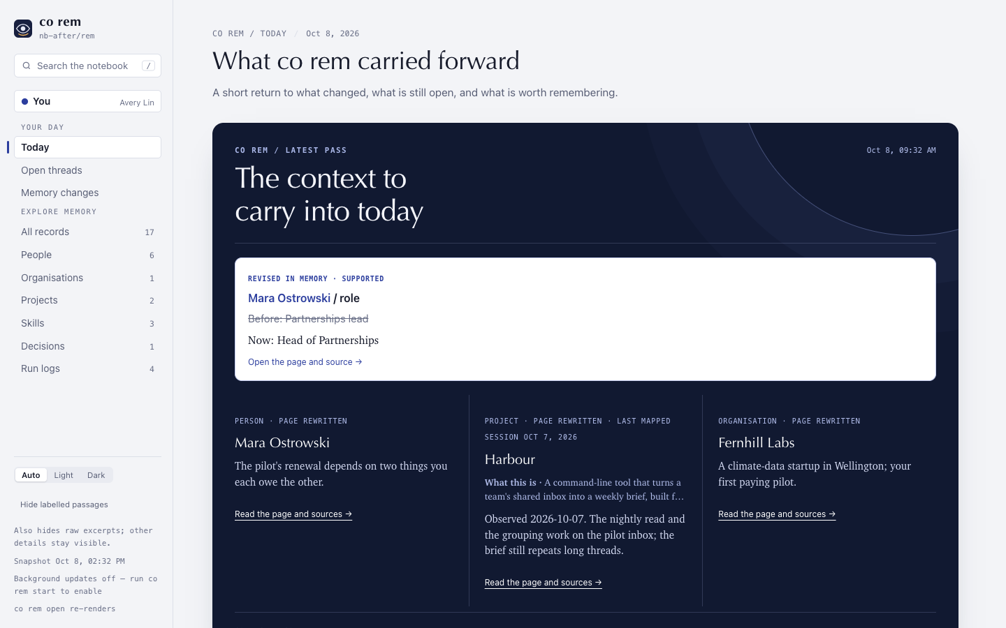 Desktop navigation with Run logs