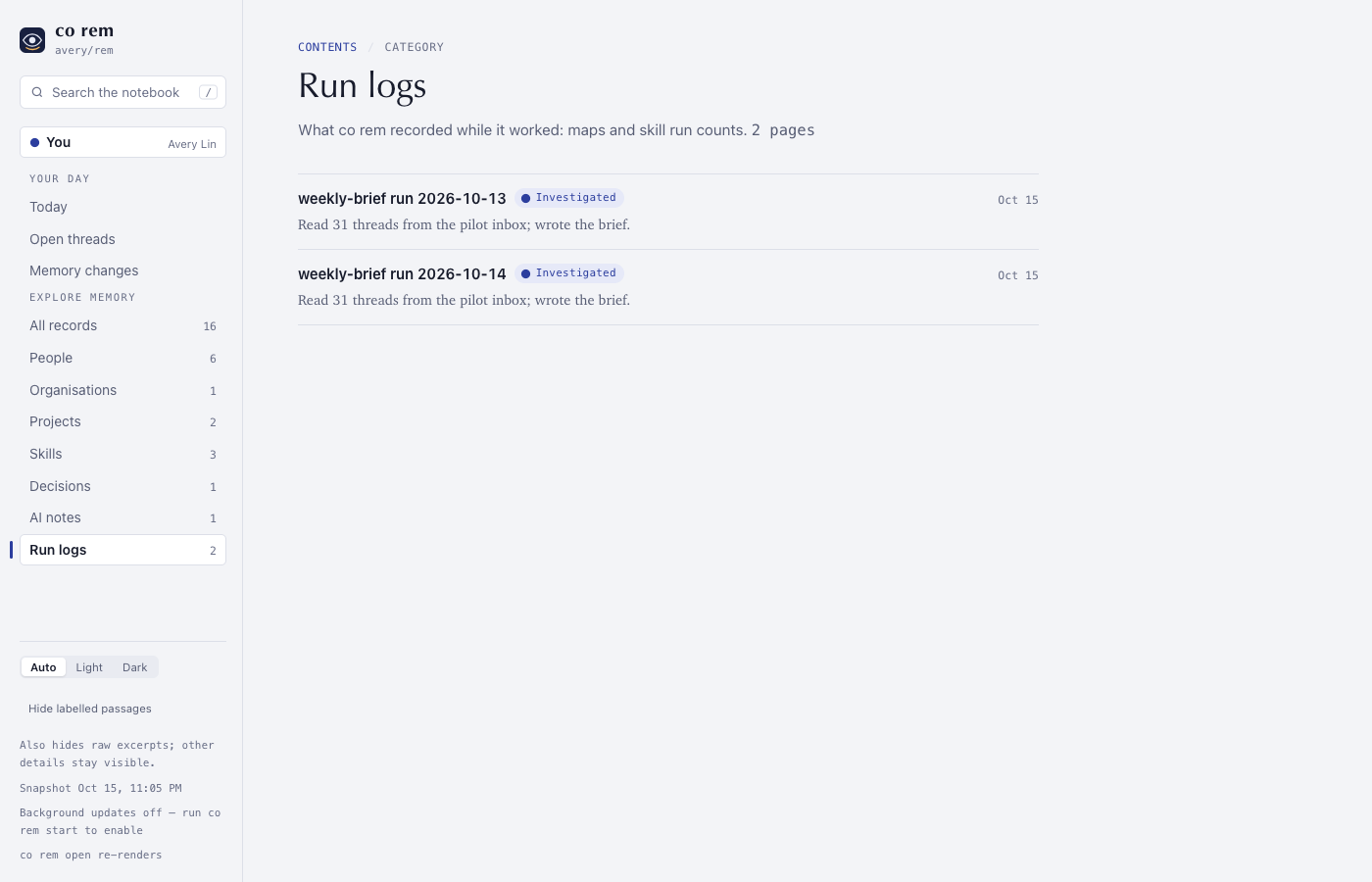 1.9.3b4: Run logs as a memory category